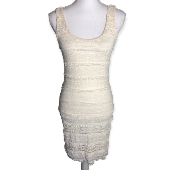 Soprano Ivory Layered Lace Bodycon Tank Dress - Picture 1 of 6